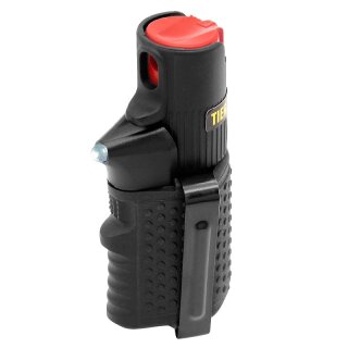 Hurricane Pfefferspray 15 ml mit LED-Lampe und Clip, schwarz
