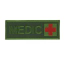 Schriftzug Medic mit Kreuz Oliv/Rot auf Klett