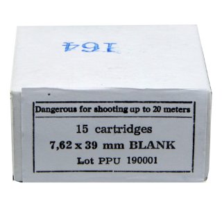 7,62x39mm Blank Cartridges PPU 15 pcs.