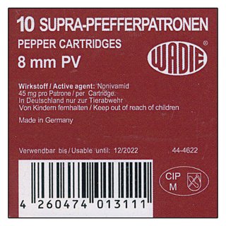10 Wadie pepper cartridges 8 mm K.