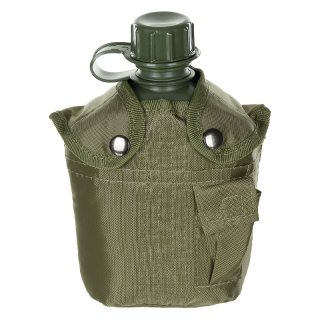 US Feldflasche 1 Ltr. m. Hülle oliv, BPA-frei